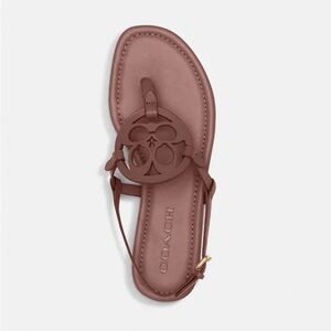 Coach Jaci Women’s Brown Leather Logo Thong Sandals Size 7